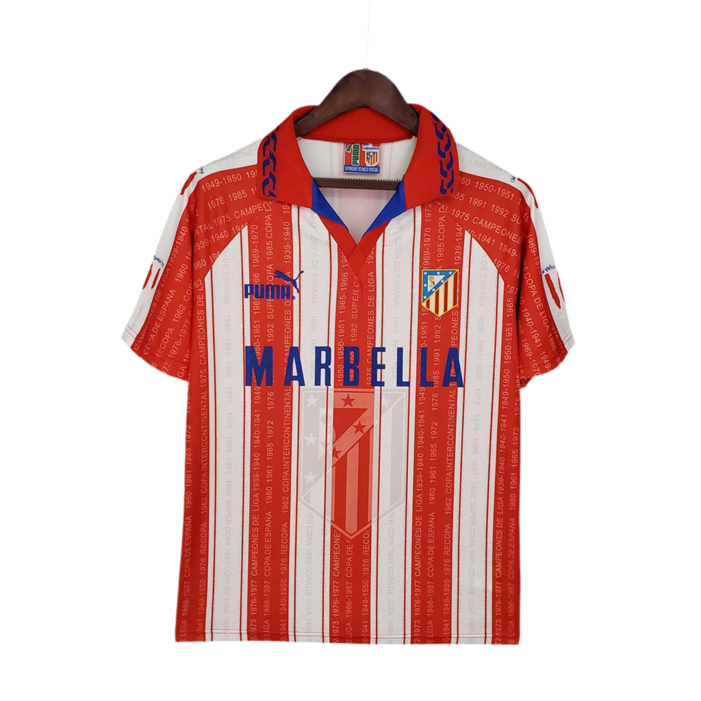 Camisa Atlético de Madrid Retrô 1995/1996 Branca e Vermelha