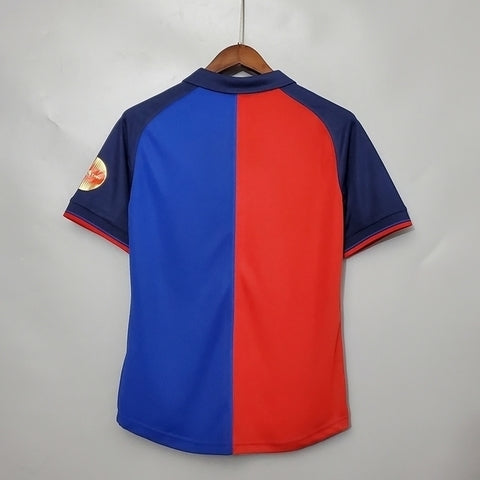 Camisa Barcelona 100 Anos Retrô 1999 Azul e Grená