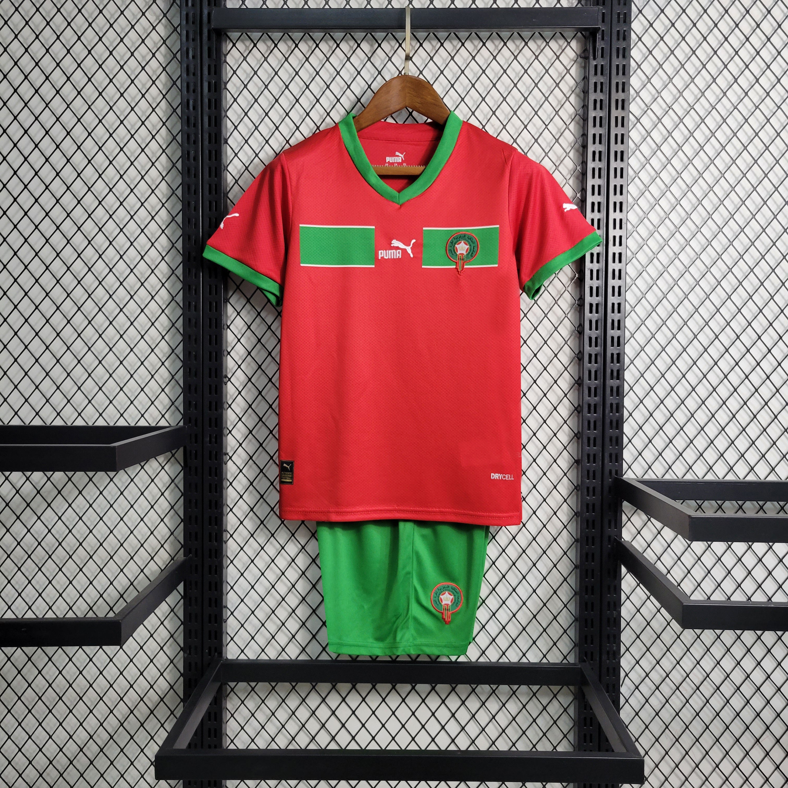 Kit infantil Seleção Marrocos I 23/24 Vermelho