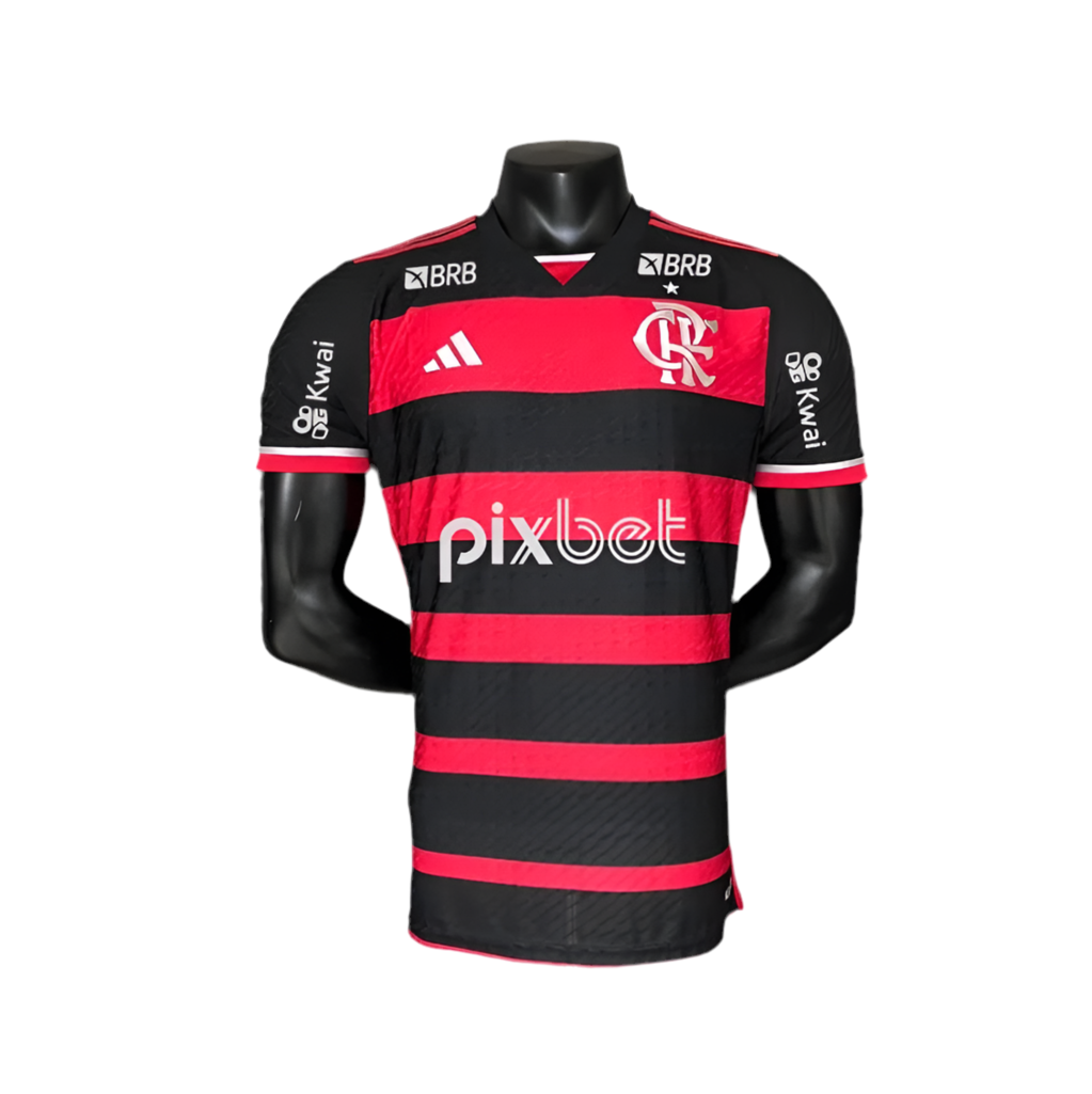 Camisa Flamengo I 24/25 - Vermelha e Preta - Jogador + Patrocínios
