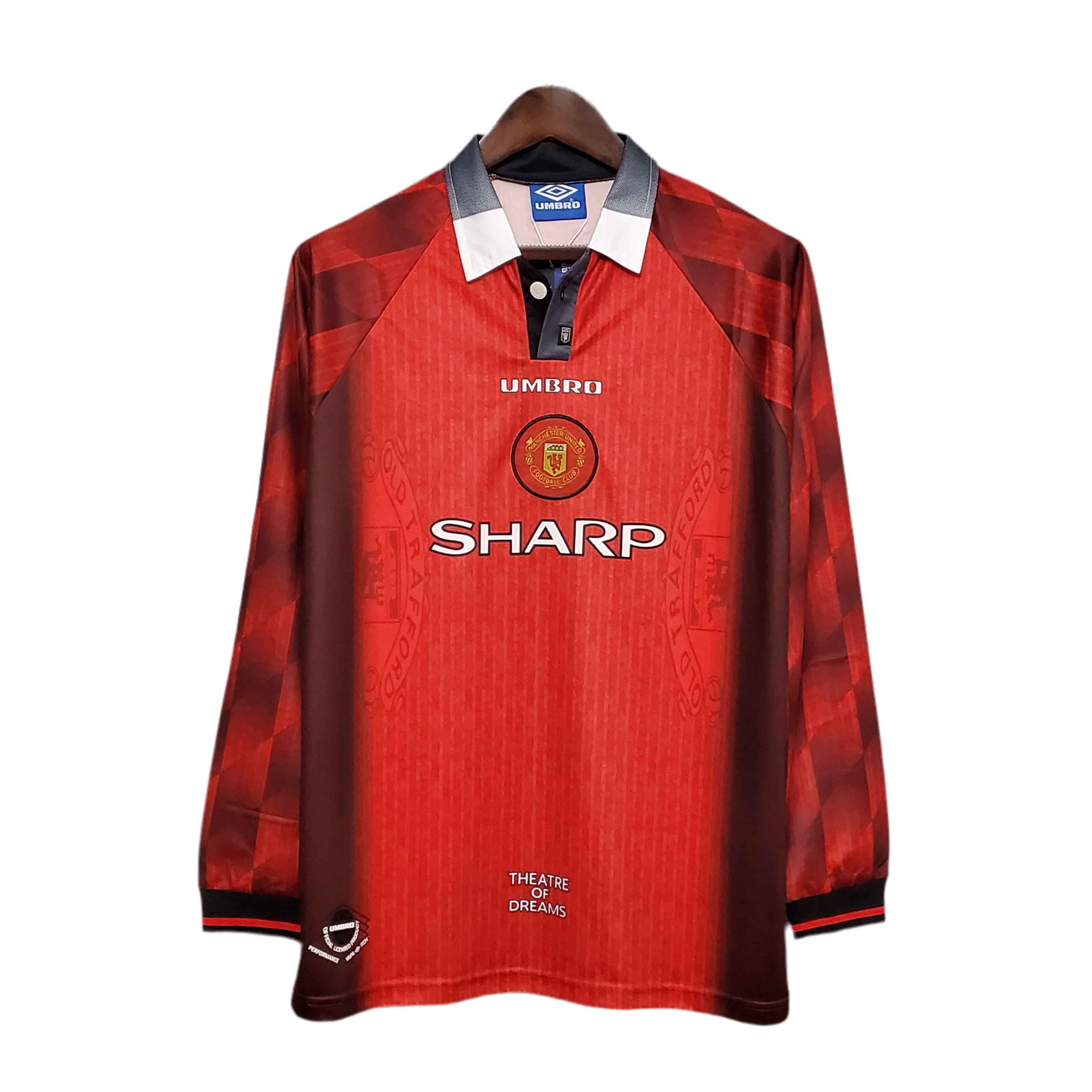 Camisa Manga Longa Manchester United 1996 Vermelho