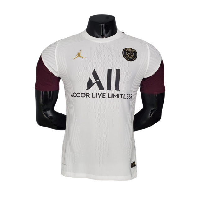 Camisa PSG 21/22 - Branca e Roxa - Jordan - Jogador