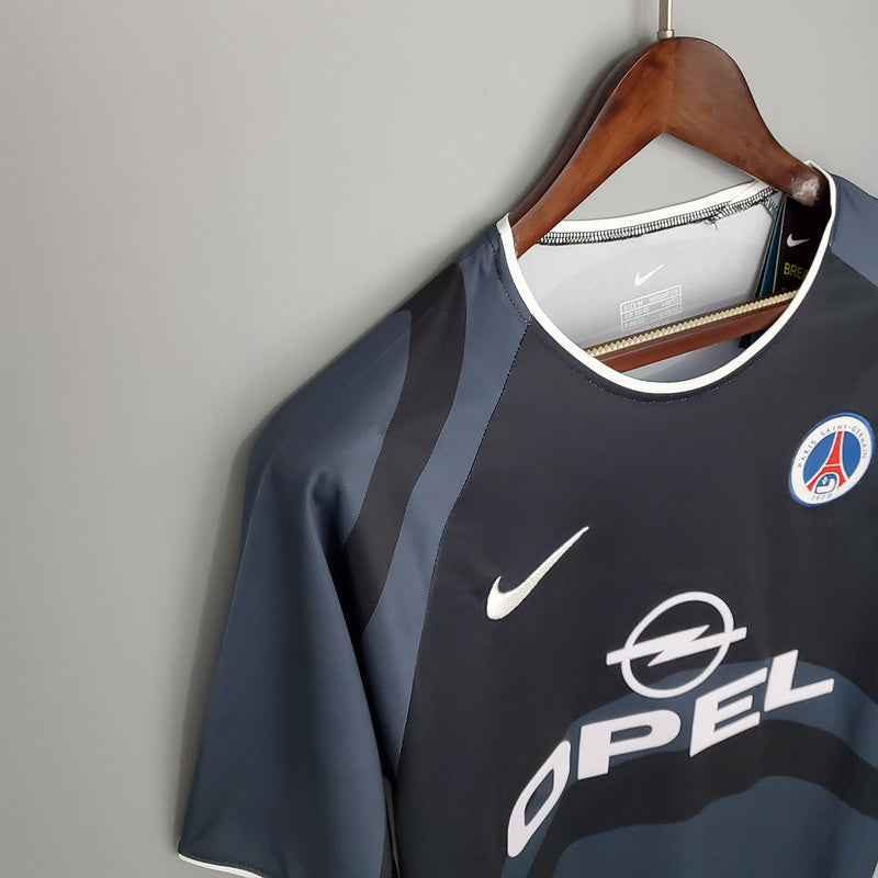 Camisa PSG Retrô 2001/2002 Cinza e Preta