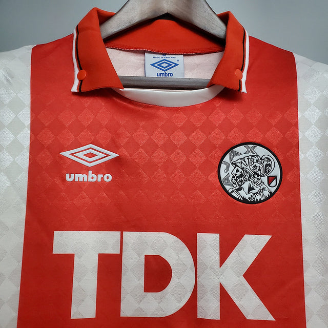 Camisa Ajax Retrô 1990-1992 Vermelha e Branca