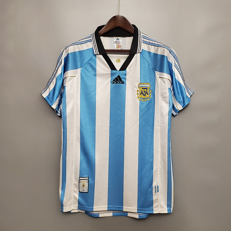 Camisa Seleção Argentina Retrô 1998 Azul e Branca