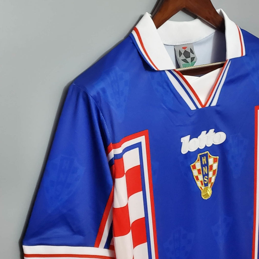 Camisa Croácia Retrô 1998 Azul, Vermelha e Branca