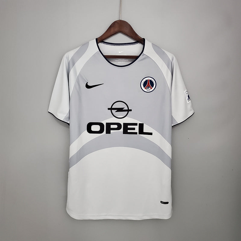 Camisa PSG Retrô 2001/2002 Branca e Cinza