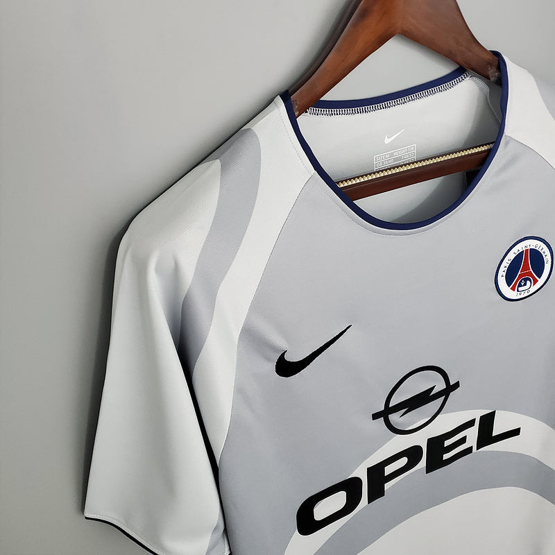 Camisa PSG Retrô 2001/2002 Branca e Cinza