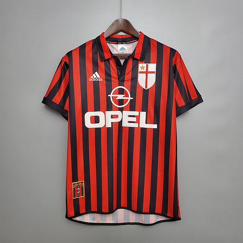 Camisa Milan Retrô 1999/2000 Vermelha e Preta