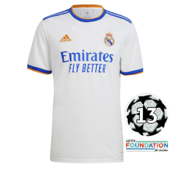 Camisa Real Madrid I [UEFA Champions League] 21/22 Branco