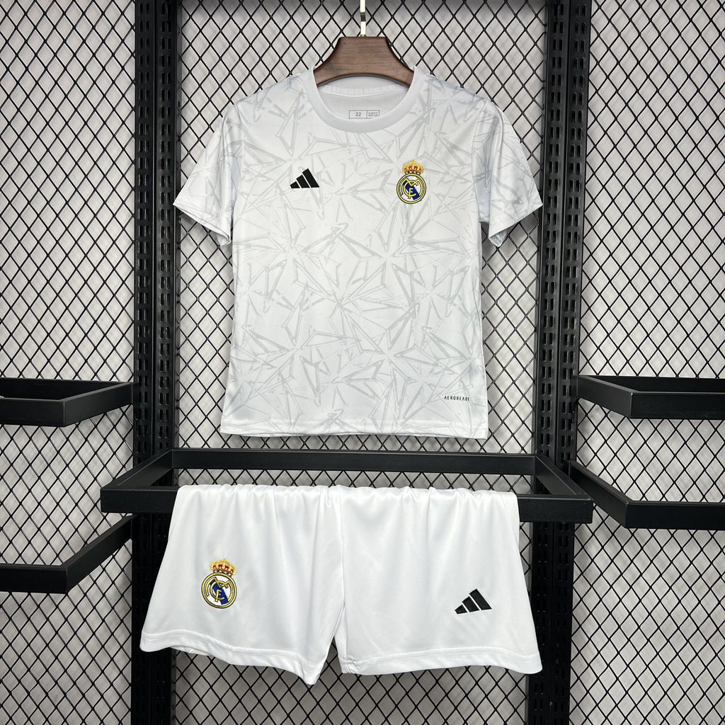 Kit infantil Real Madrid Pré Jogo 24/25 - Branco