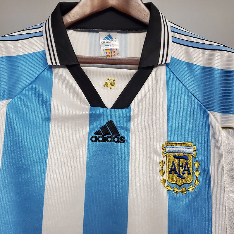 Camisa Seleção Argentina Retrô 1998 Azul e Branca