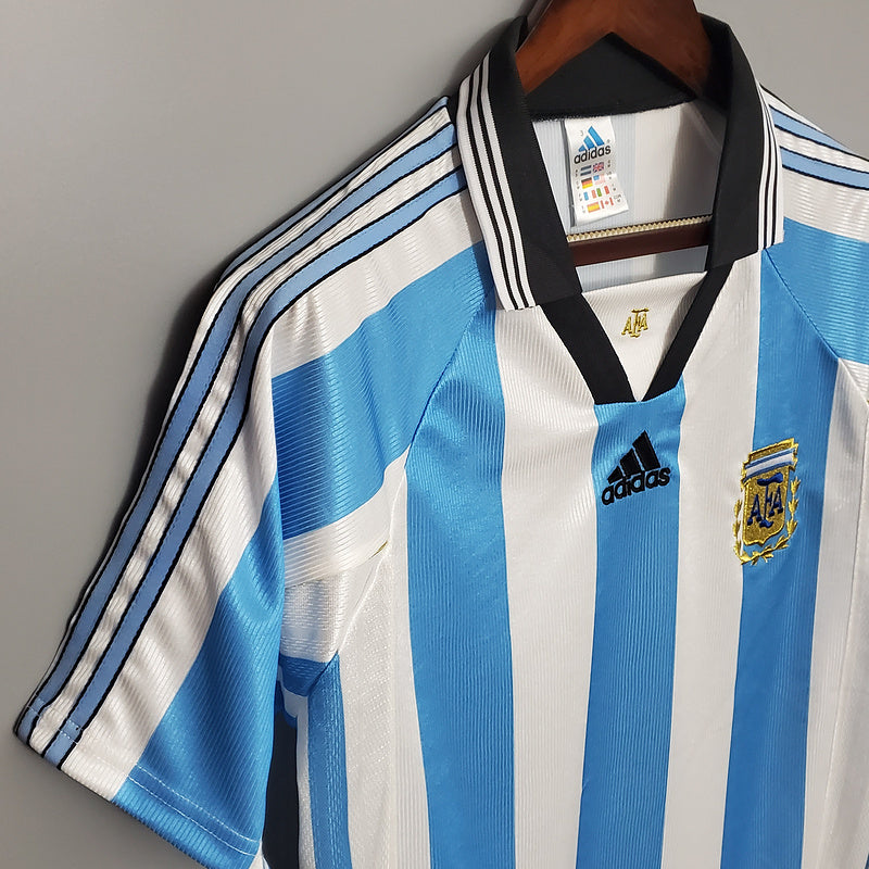 Camisa Seleção Argentina Retrô 1998 Azul e Branca