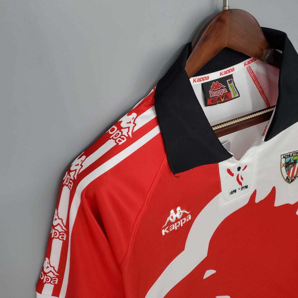 Camisa Athletic Bilbao Retrô 1997/1998 Vermelha e Branca