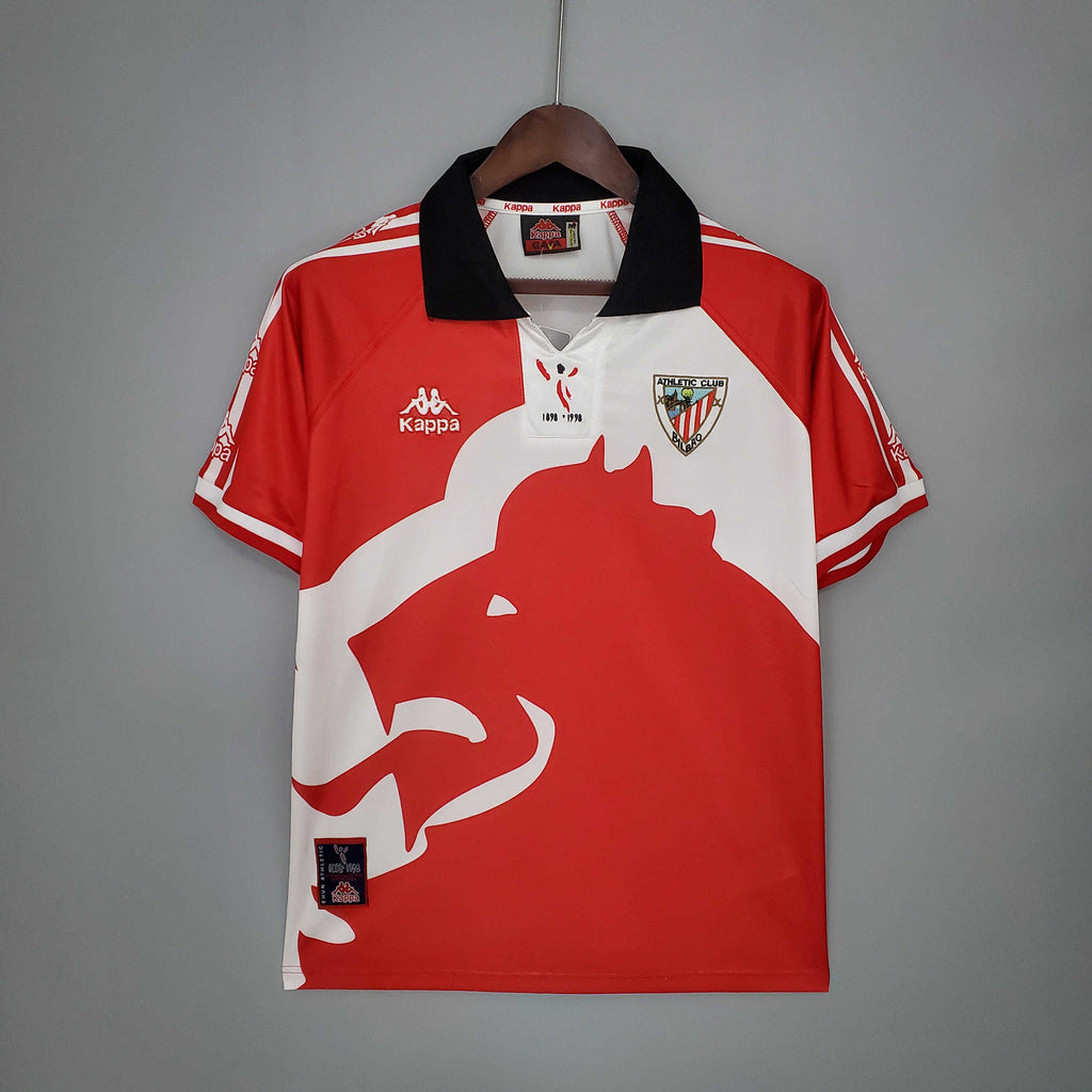Camisa Athletic Bilbao Retrô 1997/1998 Vermelha e Branca