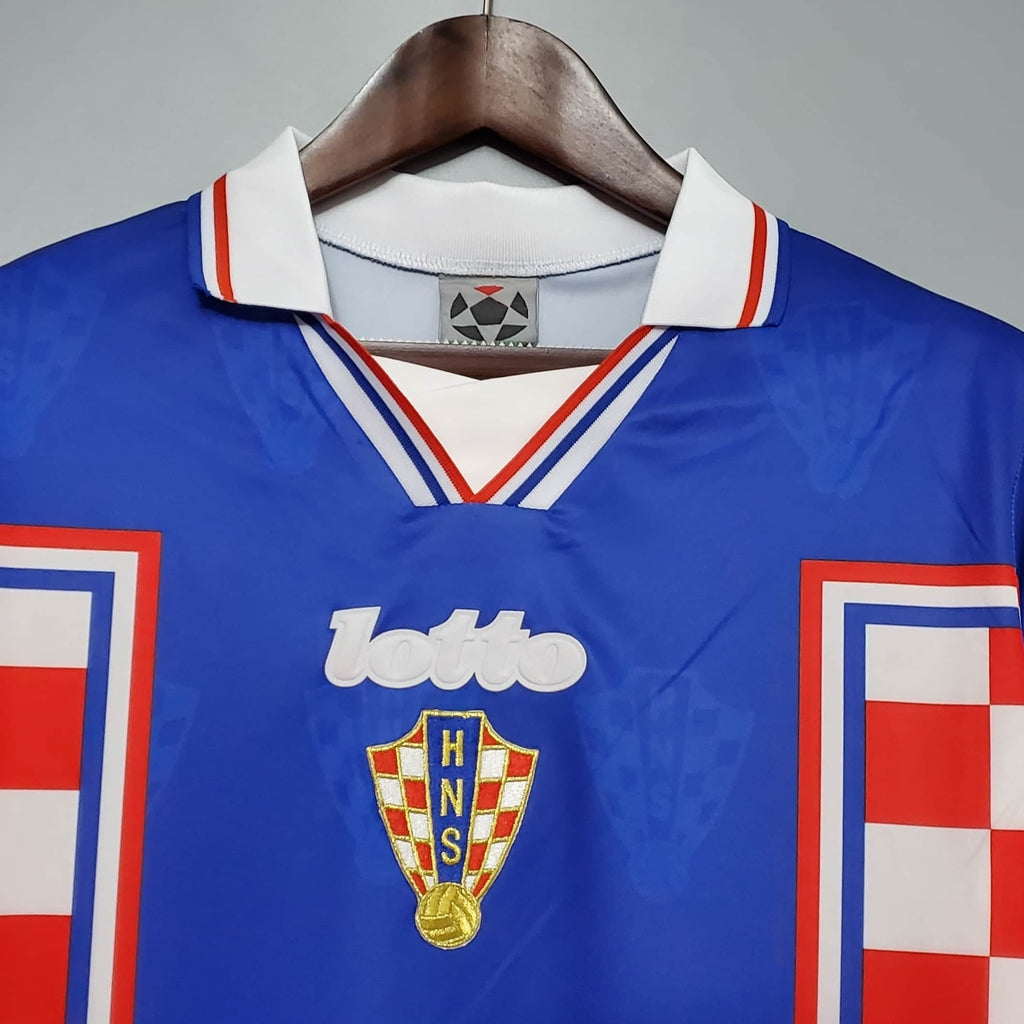 Camisa Croácia Retrô 1998 Azul, Vermelha e Branca