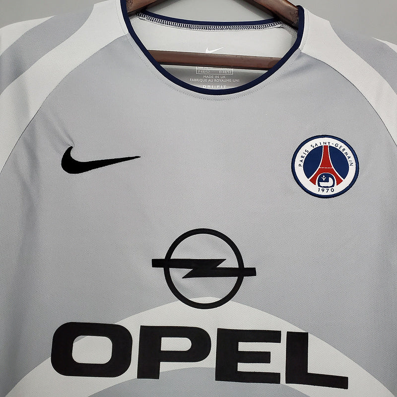 Camisa PSG Retrô 2001/2002 Branca e Cinza